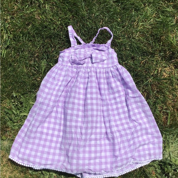 cupcakes & cashmere Other - Cupcakes & Cashmere Girl’s Purple & White Gingham Plaid Lace Bow Sundress Size 8